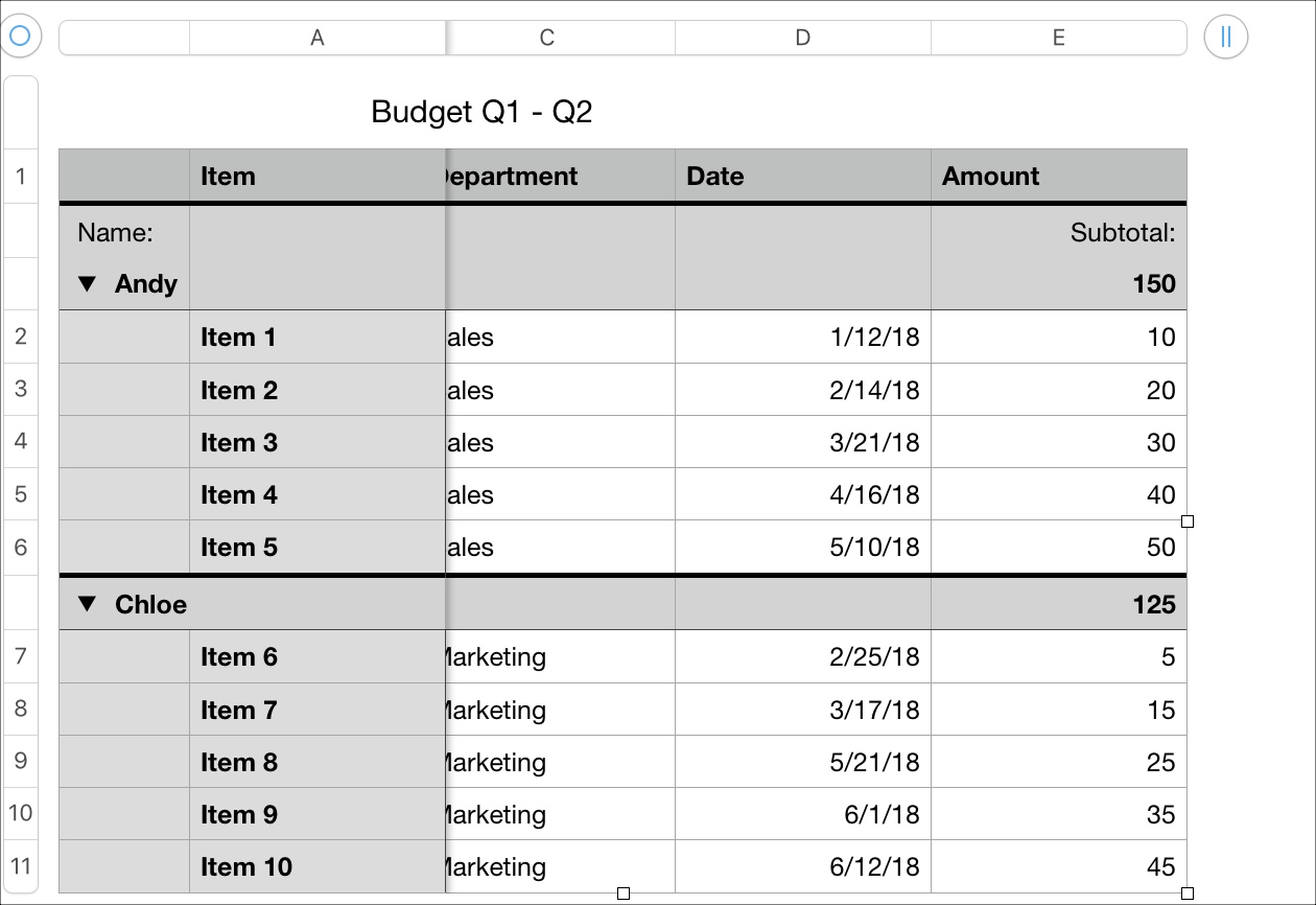 excel for mac i cant see the columns headers